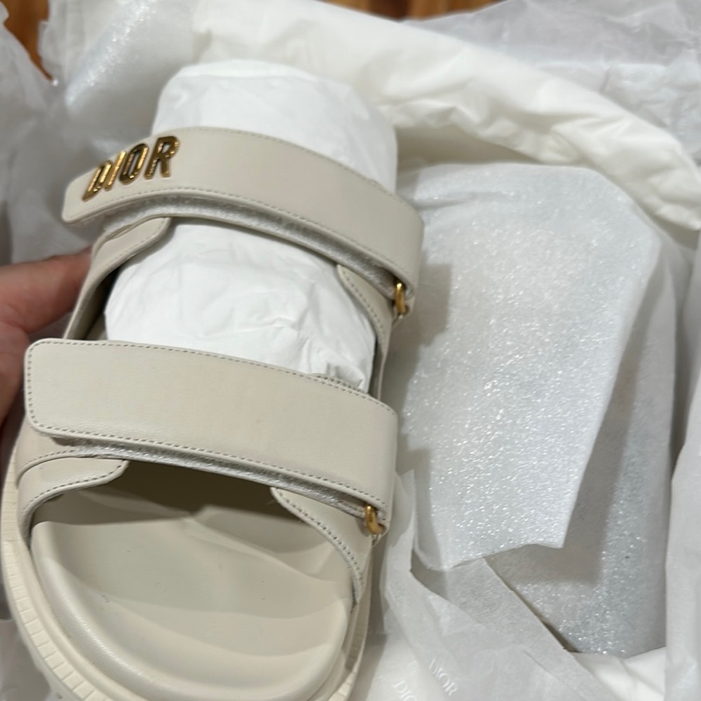 Dior Cream Sandals with Gold Details